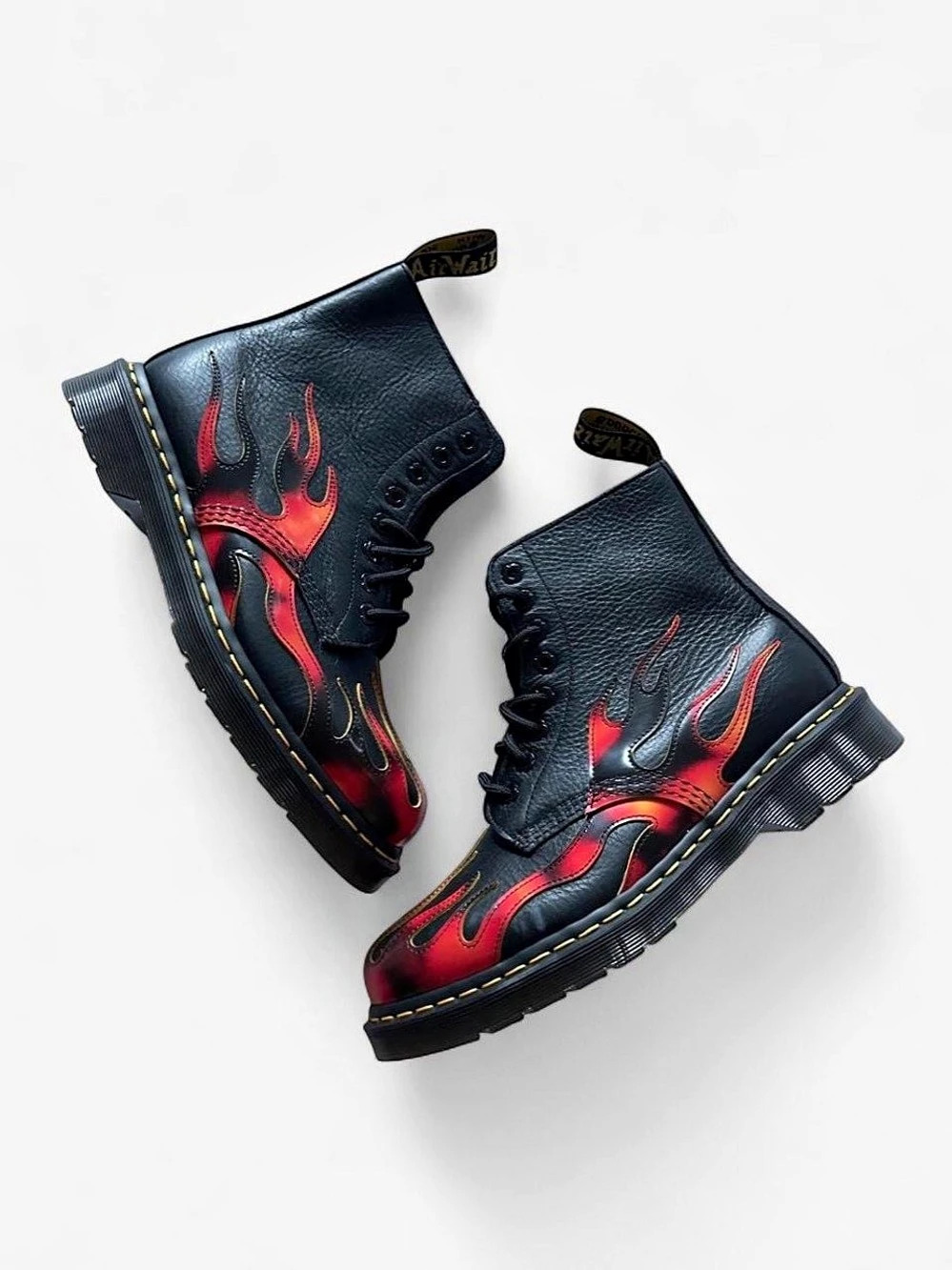 Dr. Martens 1460 Pascal Flame Combat Boots Black & Red US Women’s 8/ Men’s 7